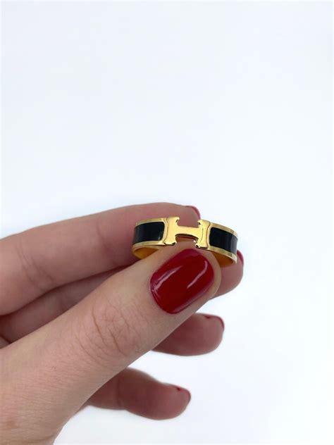 hermes enamel h ring price|Hermes gold necklace ring.